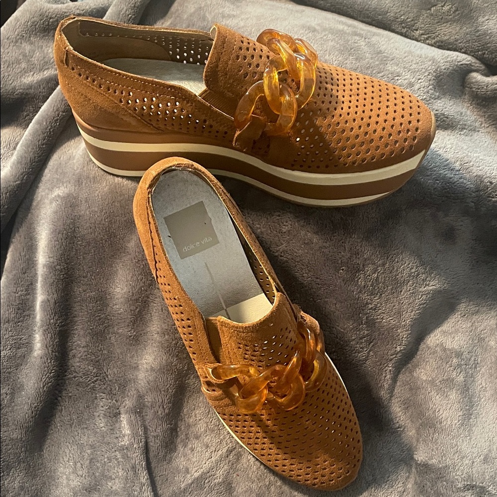 Dolce Vita Tan Suede Platform Loafers. Never used.
